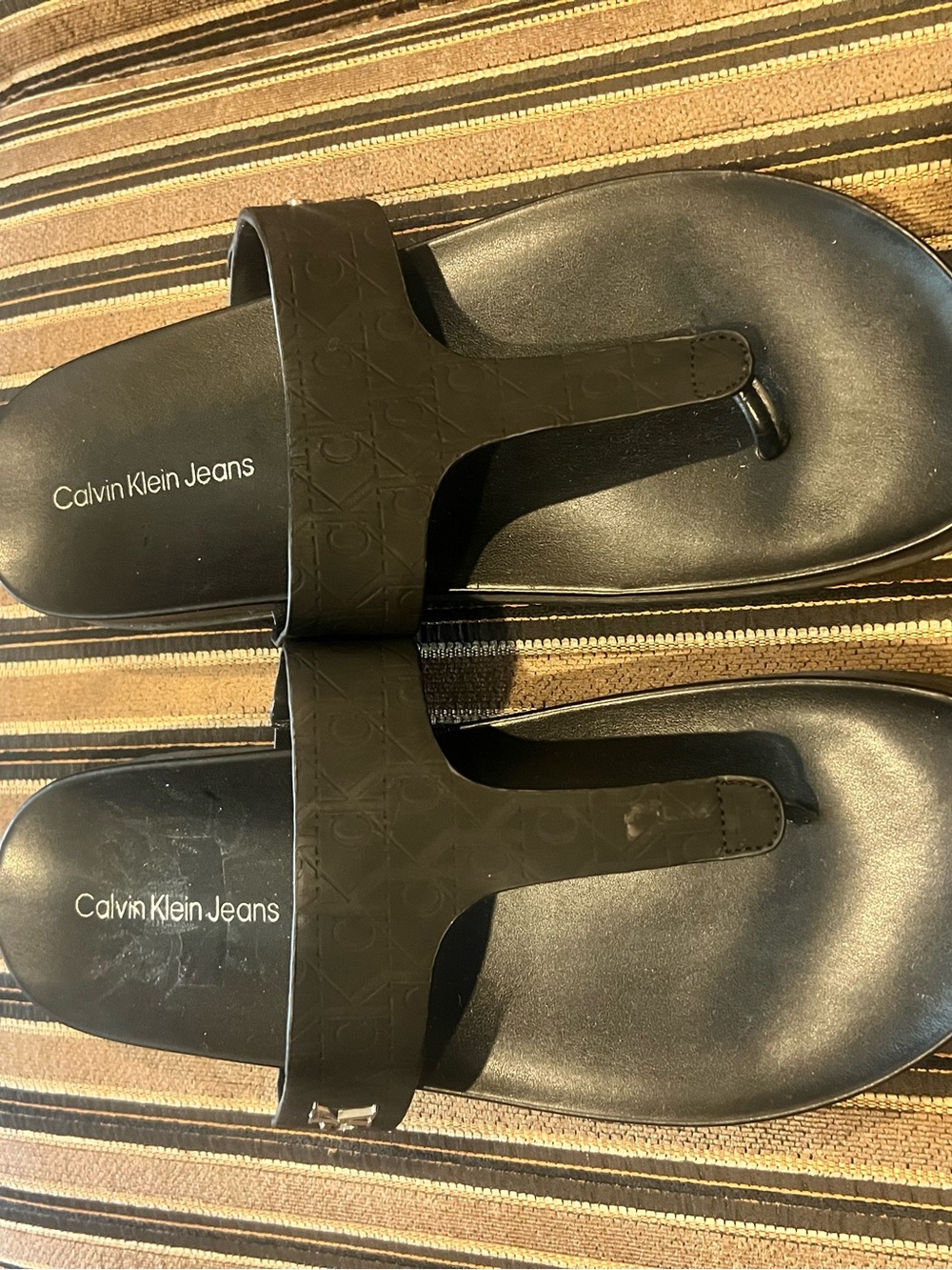 Calvin Klein Jeans Black Thong Slide Sandals